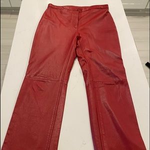 Vintage Red Genuine Leather Pants Size 12 Circa 1990s